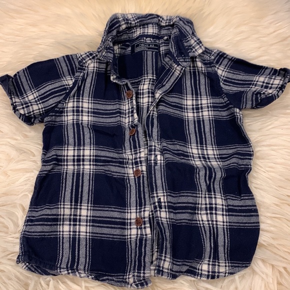 Next 82 Flannel Short-Sleeve Blue Button Shirt & DarkBlue Skinny Jeans in 12-18M - Picture 2 of 11